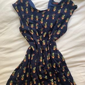 Vintage cactus conversational printed short dress